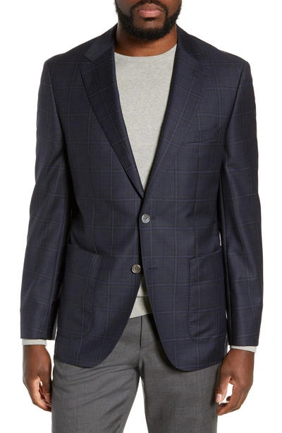 Shop Hugo Boss Janson Classic Fit Windowpane Wool Sport Coat In Dark Blue