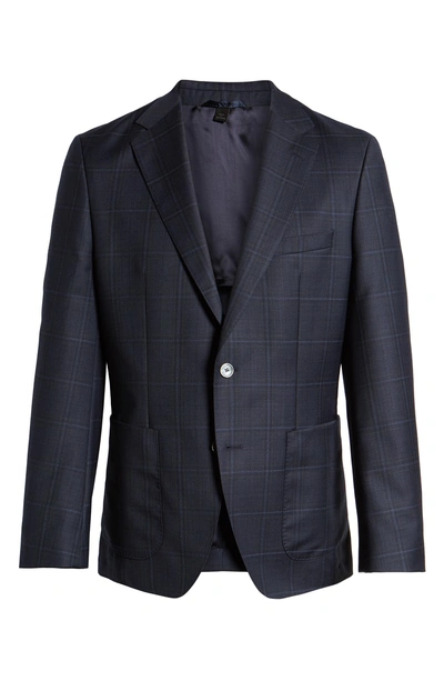 Shop Hugo Boss Janson Classic Fit Windowpane Wool Sport Coat In Dark Blue