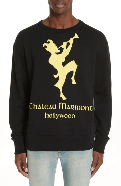 Shop Gucci Chateau Marmont Graphic Sweatshirt In Black Yellow