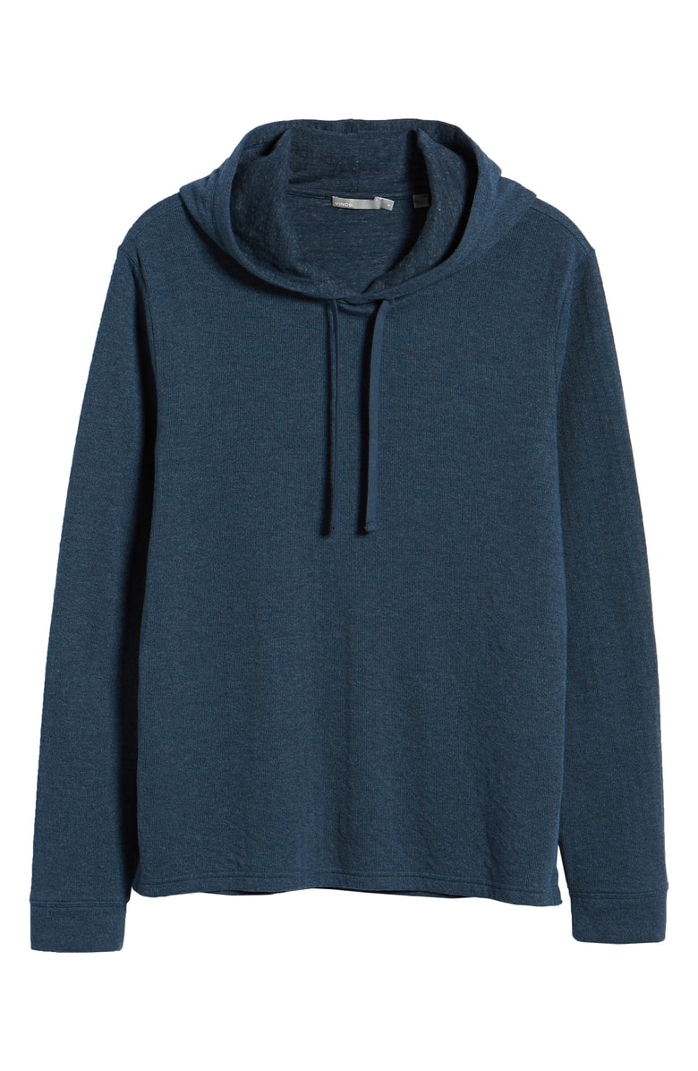 Vince Double Knit Pullover Hoodie In Heather Navy | ModeSens