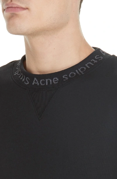 Shop Acne Studios Logo Collar Oversize Sweatshirt In Black
