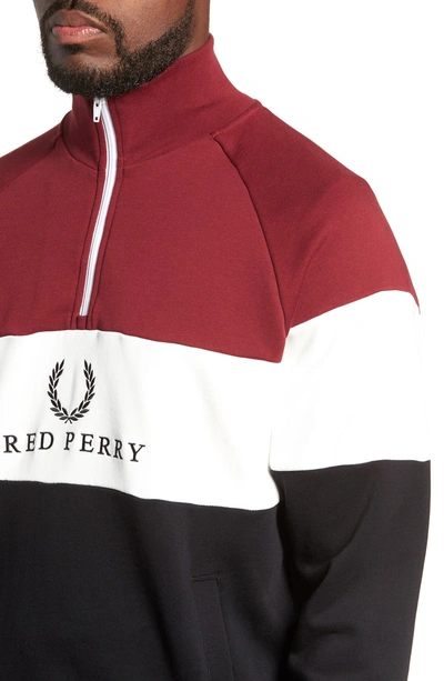 Shop Fred Perry Colorblock Quarter Zip Pullover In Tawny Port