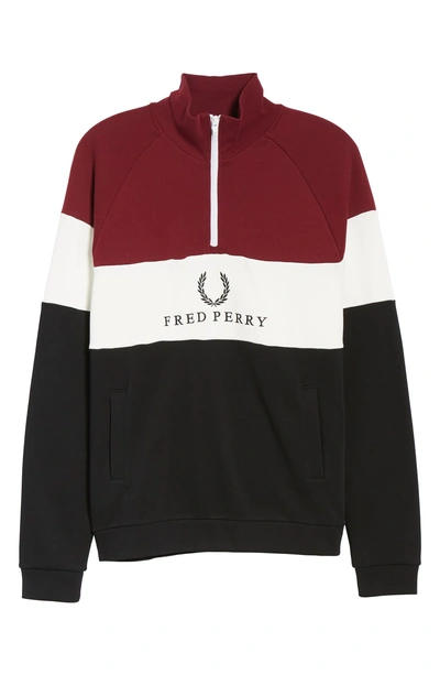 Shop Fred Perry Colorblock Quarter Zip Pullover In Tawny Port