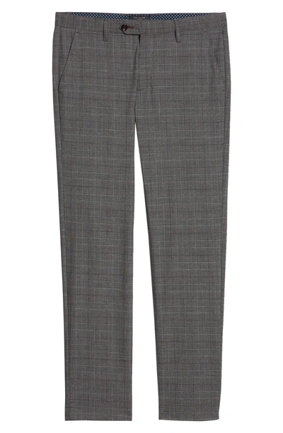 Shop Ted Baker Squared Slim Fit Check Cropped Trousers In Grey