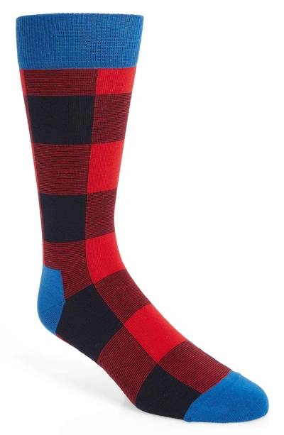 Shop Happy Socks Lumberjack Check Socks In Red