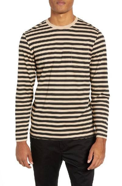 Shop Wesc Makai Stripe Long Sleeve Pocket T-shirt In Beige Sesame