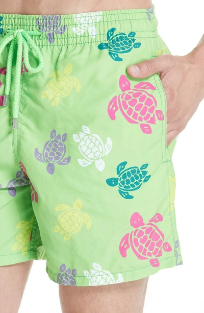 Shop Vilebrequin Turtle Print Swim Trunks In Green