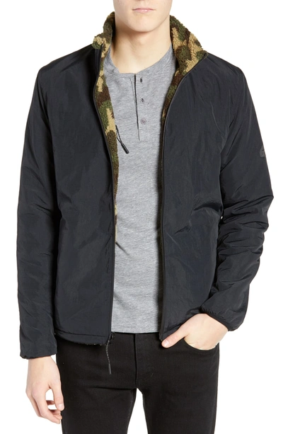 Shop Penfield Karstens Reversible Fleece Zip Jacket In Black