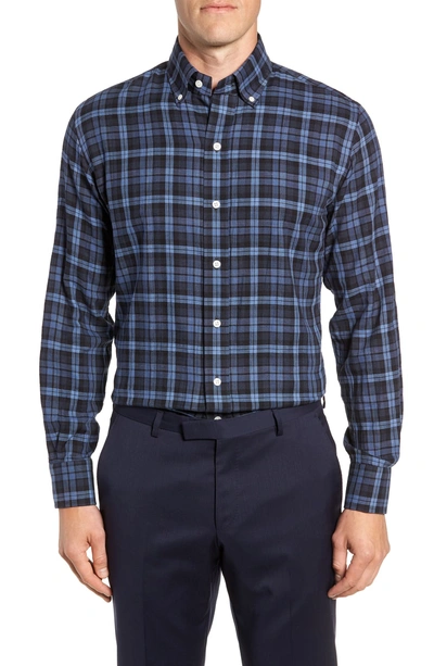 Shop Ledbury Torello Trim Fit Plaid Dress Shirt In Navy