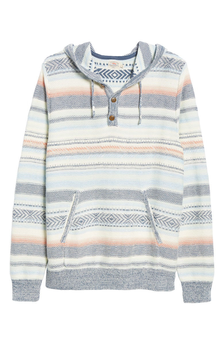 Faherty Baja Stripe Sweater In Blue | ModeSens