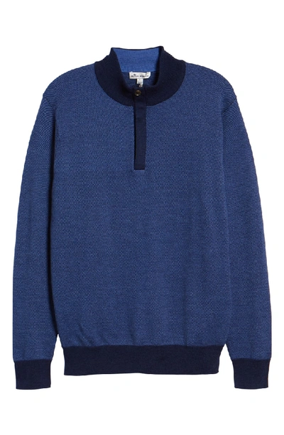 Shop Peter Millar Birdseye Merino Wool Quarter Zip Sweater In Plaza Blue