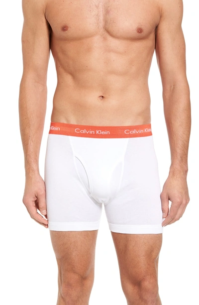 Shop Calvin Klein 3-pack Boxer Briefs In White W/ Orange/ Blue