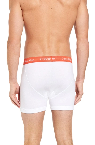 Shop Calvin Klein 3-pack Boxer Briefs In White W/ Orange/ Blue