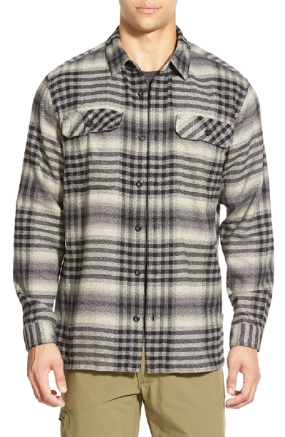Shop Patagonia 'fjord' Regular Fit Organic Cotton Flannel Shirt In Migration Plaid Small: Black
