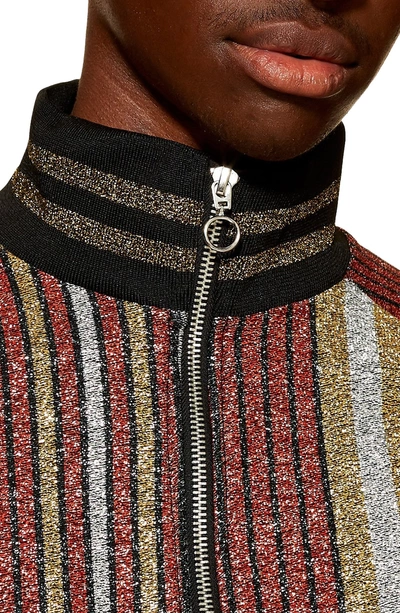 Shop Topman Classic Fit Metallic Stripe Track Jacket In Black Multi