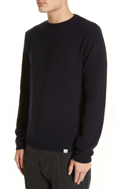 Shop Norse Projects Sigfred Lambswool Sweater In Dark Navy