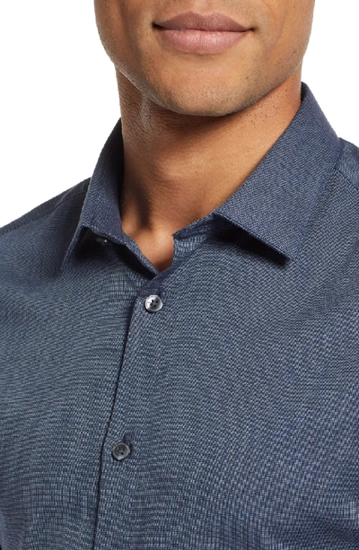Shop John Varvatos Slim Fit Solid Dress Shirt In Dark Blue Heather