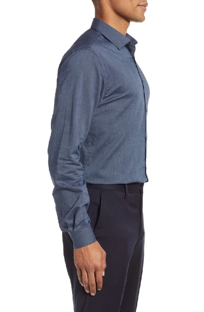 Shop John Varvatos Slim Fit Solid Dress Shirt In Dark Blue Heather