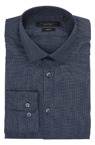 Shop John Varvatos Slim Fit Solid Dress Shirt In Dark Blue Heather