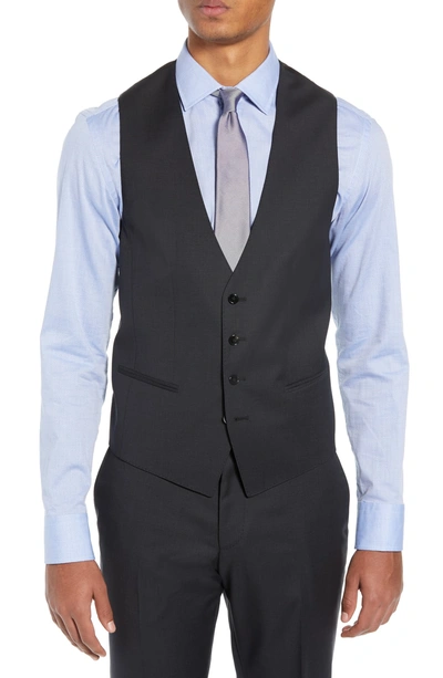 Shop Hugo Boss Helward/genius Slim Fit Solid Three Piece Wool Suit In Dark Grey