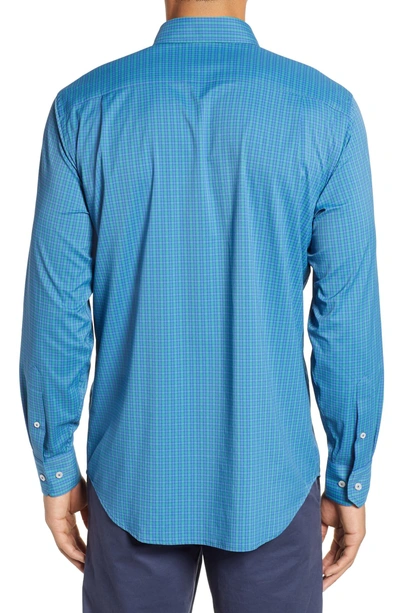 Shop Southern Tide Snowbound Intercoastal Regular Fit Plaid Performance Sport Shirt In Delft Blue