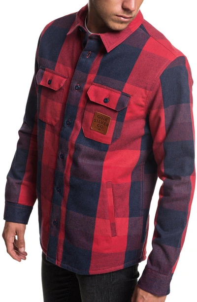 Shop Quiksilver Miho Stones Long Sleeve Woven Shirt Jacket In Garnet Sherpa