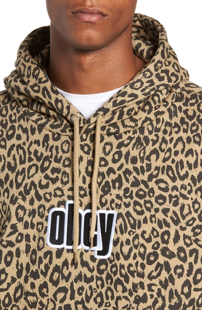 Shop Obey Gusto Hooded Sweatshirt In Khaki Leopard