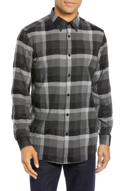 Shop Theory Menlo Slim Fit Stretch Sport Shirt In Asphalt Check