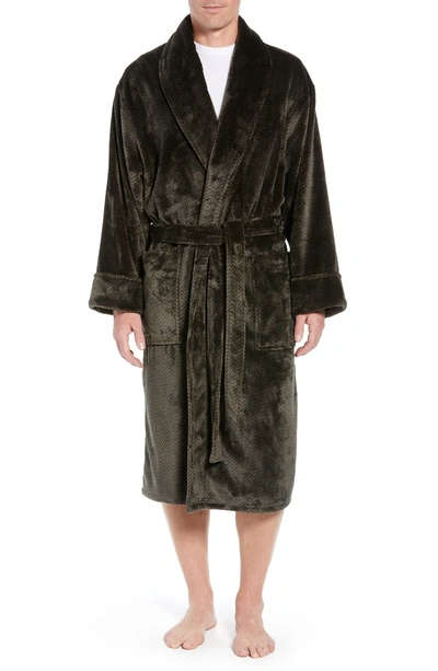 Shop Daniel Buchler Chevron Fleece Robe In Army/ Midnight