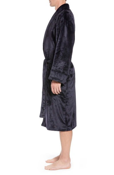 Shop Daniel Buchler Chevron Fleece Robe In Midnight/ Wine