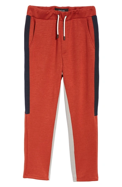Shop Native Youth Slim Fit Colorblock Stripe Jogger Pants In Rust