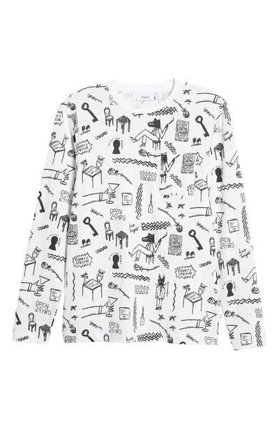 Shop Wesc Makai Monsters Graphic Long Sleeve Pocket T-shirt In White