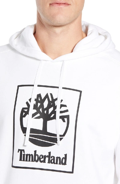 Shop Timberland Logo Hoodie Sweatshirt In White