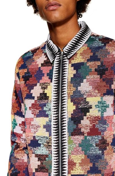 Shop Topman Tapestry Zip Shirt Jacket In Black Multi