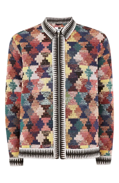 Shop Topman Tapestry Zip Shirt Jacket In Black Multi