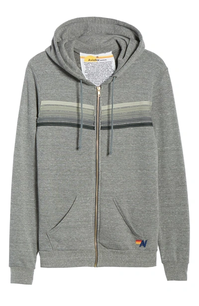 Shop Aviator Nation 5-stripe Zip Hoodie In Charcoal/ Grey Stripe