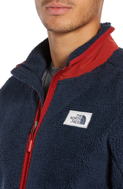 Shop The North Face Campshire Zip Fleece Jacket In Urban Navy/ Caldera Red