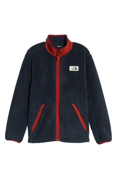 Shop The North Face Campshire Zip Fleece Jacket In Urban Navy/ Caldera Red