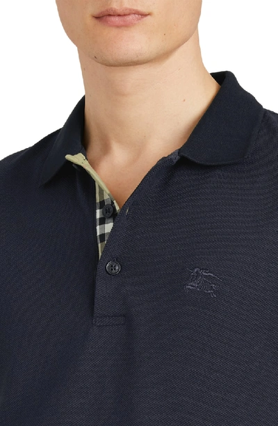 Shop Burberry Hartford Pique Polo In Navy