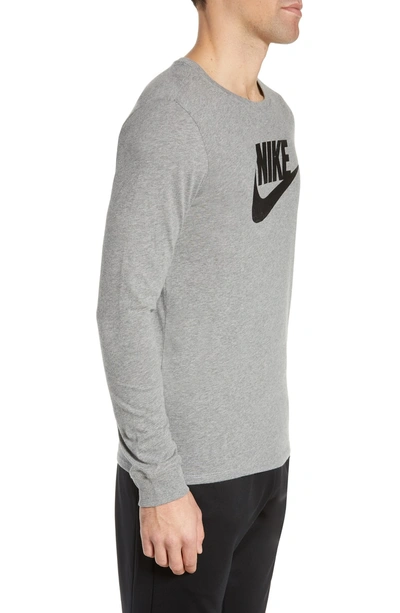 Shop Nike Nsw Futura Icon Long Sleeve T-shirt In Carbon Heather/ Black