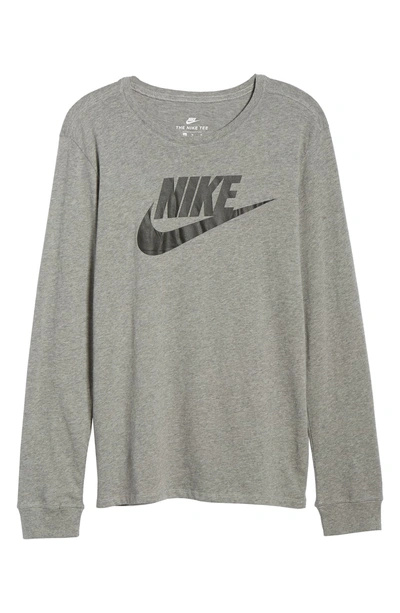 Shop Nike Nsw Futura Icon Long Sleeve T-shirt In Carbon Heather/ Black