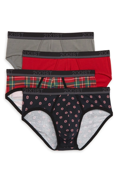 Shop 2(x)ist 4-pack No-show Stretch Briefs In Scooter Red/ Lead/ Candy Print