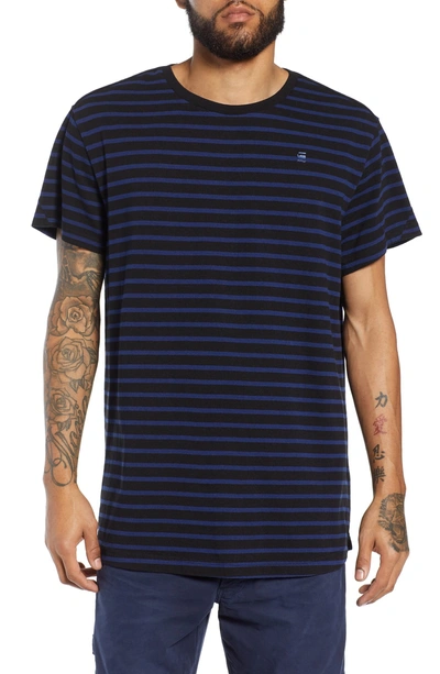 Shop G-star Raw Starkon Stripe T-shirt In Dark Black/ Imperial Blue