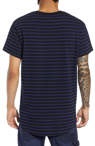 Shop G-star Raw Starkon Stripe T-shirt In Dark Black/ Imperial Blue