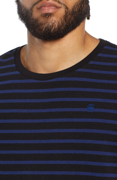 Shop G-star Raw Starkon Stripe T-shirt In Dark Black/ Imperial Blue