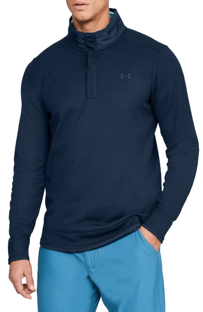 Under Armour Storm Sweaterfleece Snap Mock Neck Pullover In Navy | ModeSens