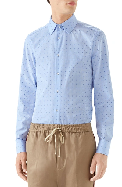 Shop Gucci G-allover Fil Coupe Sport Shirt In Light Skye Blue