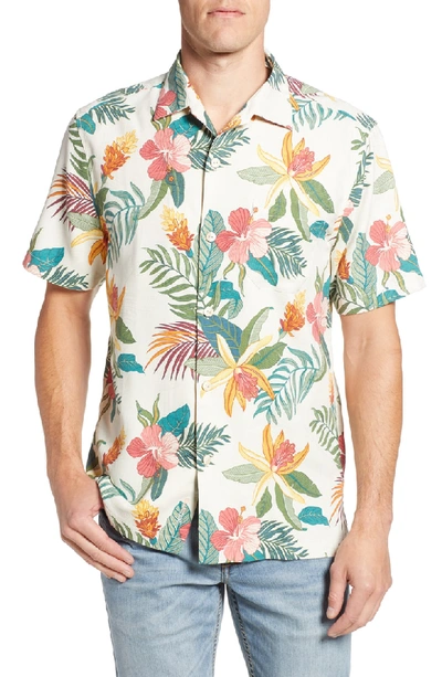 Shop Tommy Bahama Beach Crest Blooms Short Sleeve Silk Blend Sport Shirt In Continental