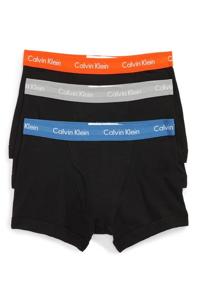 Shop Calvin Klein Cotton Trunks In Black/ Oriole/ Stony