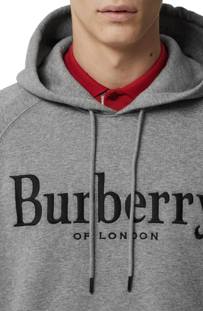 Shop Burberry Clarke Logo Hoodie In Pale Grey Melange